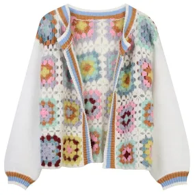 Women Vintage Knit Korean Style Hollow out Casual Sweater