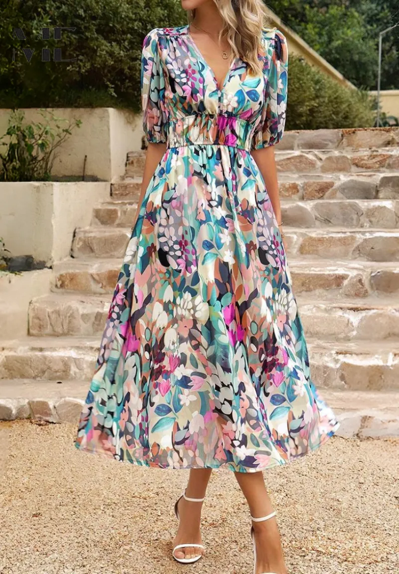 Women's Lightweight Floral Summer Midi Dress