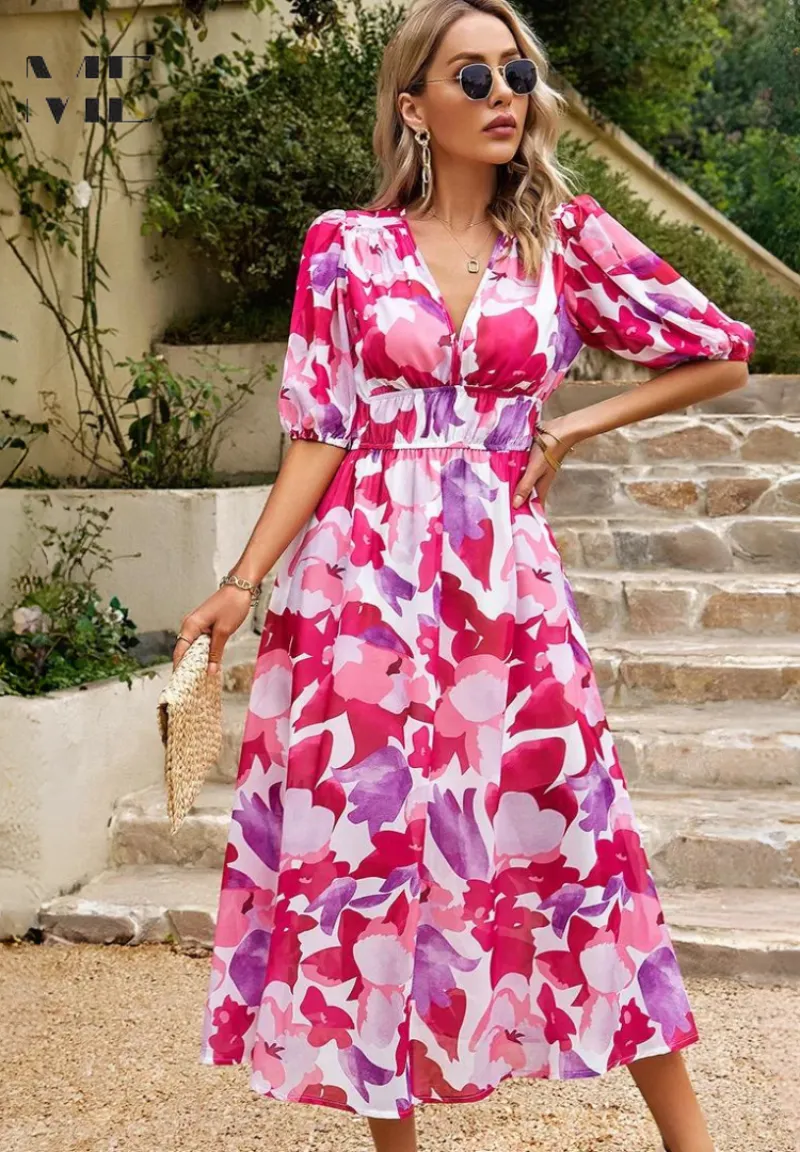 Women's Lightweight Floral Summer Midi Dress