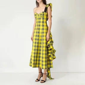 Women's Summer Casual Long Asymmetrical Dress With Ruffles