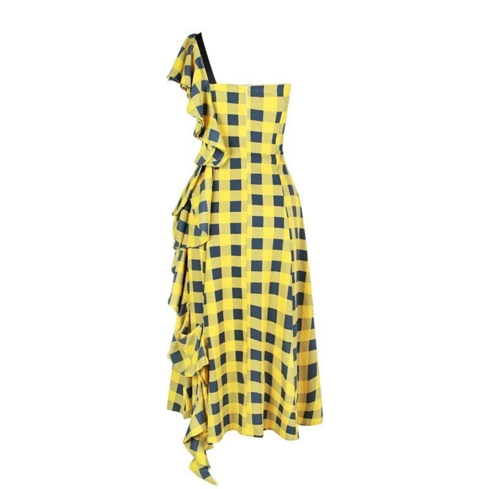 Women's Summer Casual Long Asymmetrical Dress With Ruffles